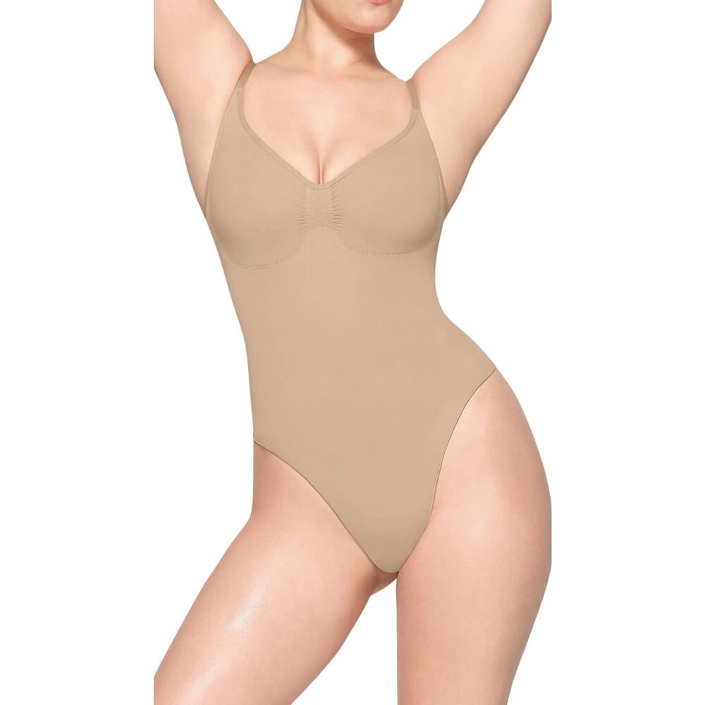 SKIMS Seamless Sculpting Thong Bodysuit Shapewear, Beige, Plus Size 2X/3X NWT